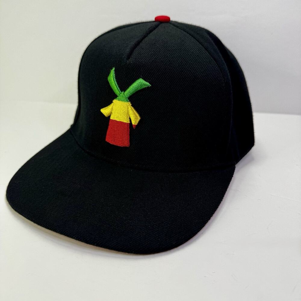 Dutch Bros Coffee Rare Rasta Windmill Logo Black Snapback Hat Flat Bill NWOT